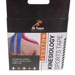 JB Tape Kinesiology Sports Tape 20 Precut Strips 1 Roll 2" x 16.4 FT Elastic New